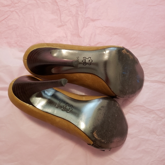 Tory Burch Embellished Peep-toe Brown Pumps size 5.5 - Picture 4 of 14